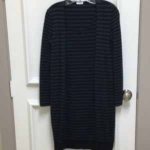 Green and black striped knit sweater type dress.